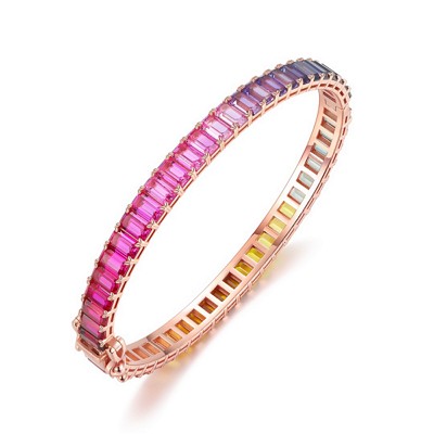 18K rose gold gradient gemstone bracelet option for finished jewelry production