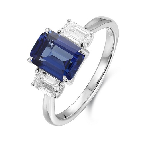 Blue lab-grown sapphire ring option for finished jewelry production