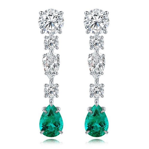 Lab-grown emerald earrings option for finished jewelry production
