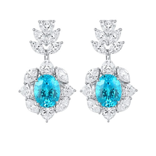 Paraíba-color lab-grown gemstone earrings option for finished jewelry production